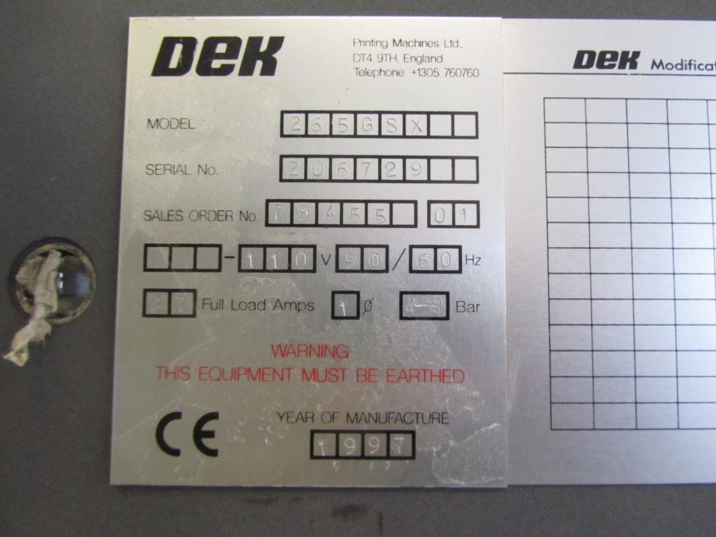  1997 DEK 265 GSX Screen Printers